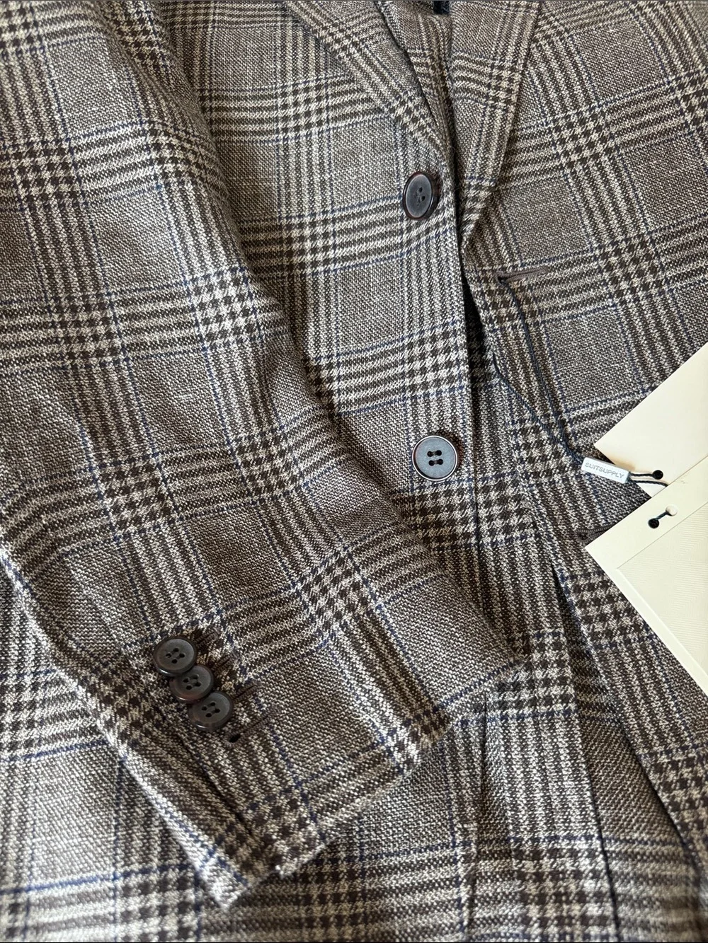 Men's Havana Brown Check Blazer - Luxury Tailored Jacket 36 NWT